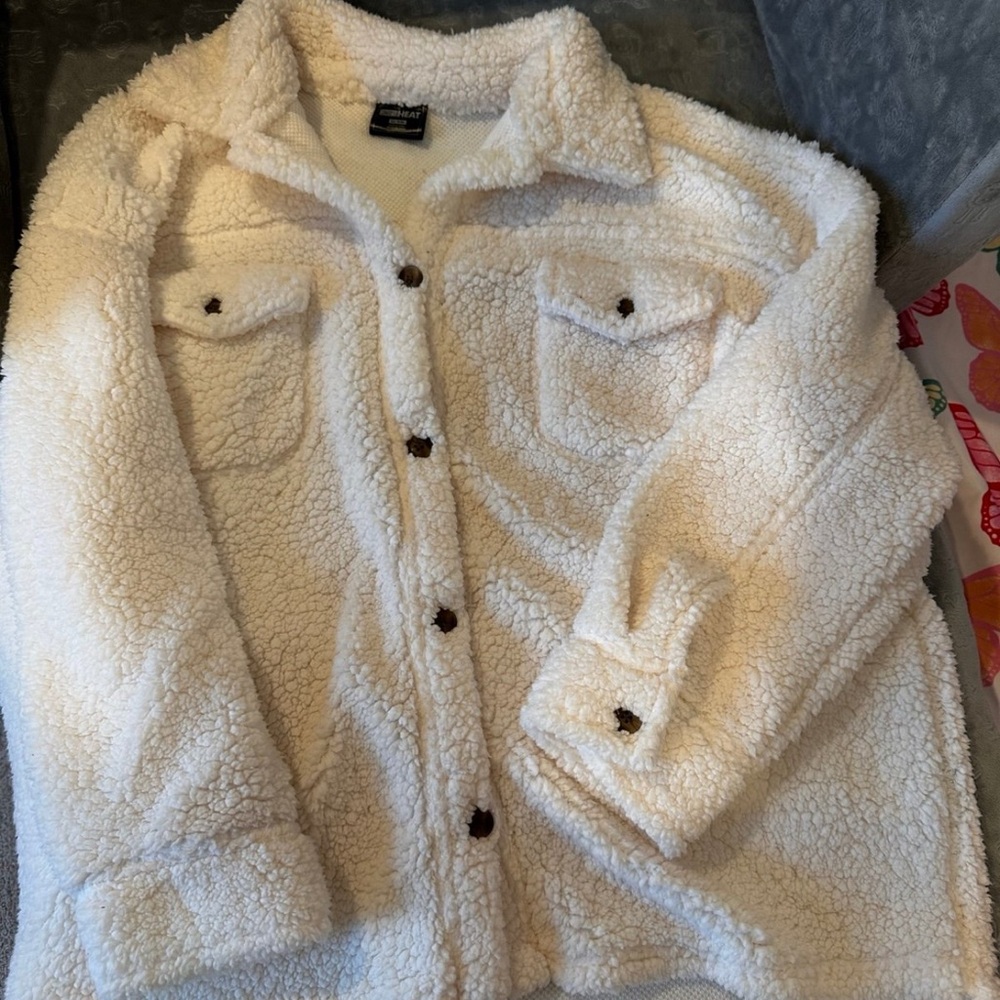 32 Degrees Cream Teddy Jacket Plush Warmth